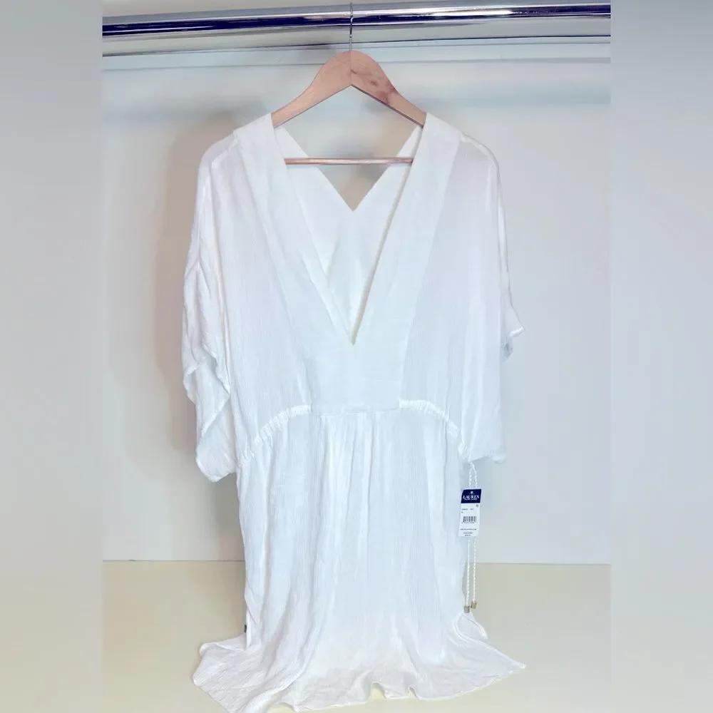 NWT Ralph Lauren WHITE Swim Cover-up Tunic Dress XL